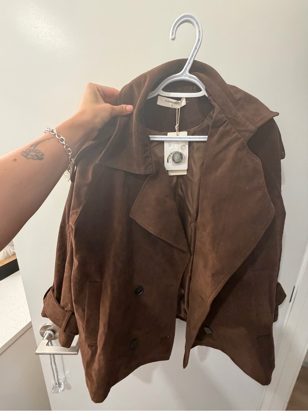 NWT commense Suede Double-Breasted Brown Jacket